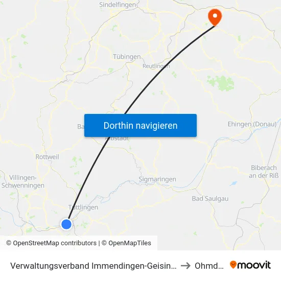 Verwaltungsverband Immendingen-Geisingen to Ohmden map
