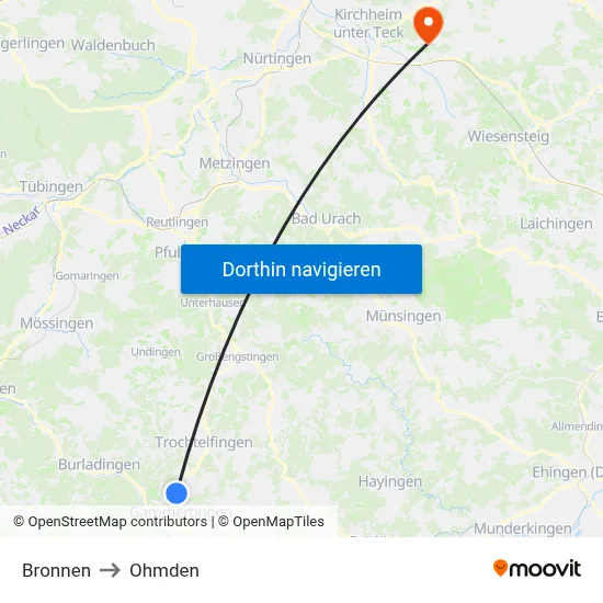 Bronnen to Ohmden map
