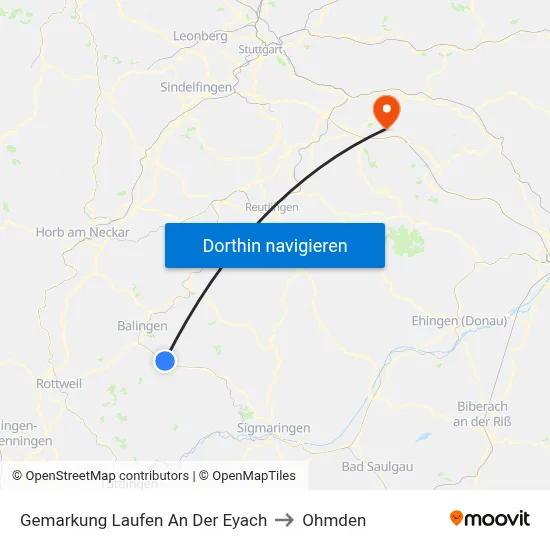 Gemarkung Laufen An Der Eyach to Ohmden map