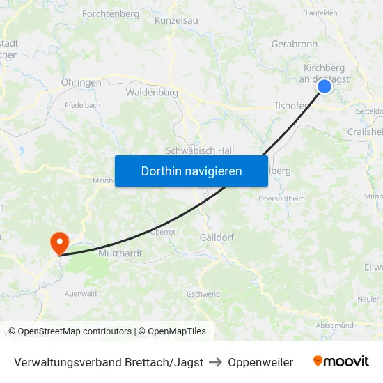 Verwaltungsverband Brettach/Jagst to Oppenweiler map