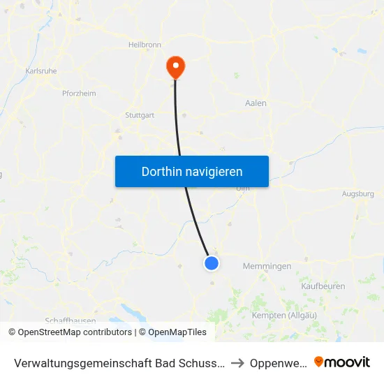 Verwaltungsgemeinschaft Bad Schussenried to Oppenweiler map
