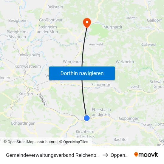 Gemeindeverwaltungsverband Reichenbach An Der Fils to Oppenweiler map