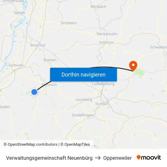 Verwaltungsgemeinschaft Neuenbürg to Oppenweiler map