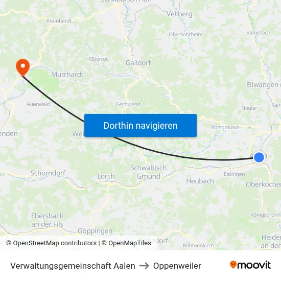 Verwaltungsgemeinschaft Aalen to Oppenweiler map
