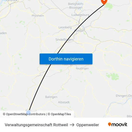 Verwaltungsgemeinschaft Rottweil to Oppenweiler map