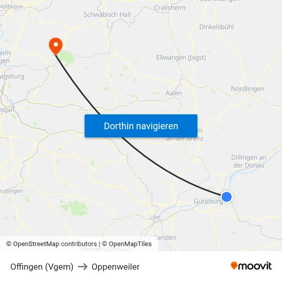 Offingen (Vgem) to Oppenweiler map