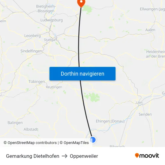 Gemarkung Dietelhofen to Oppenweiler map