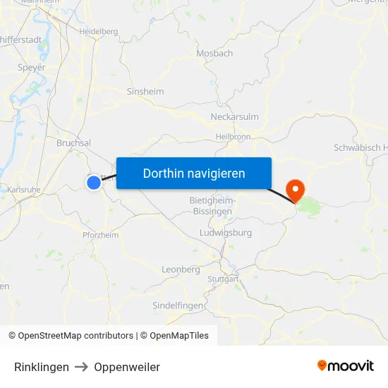 Rinklingen to Oppenweiler map