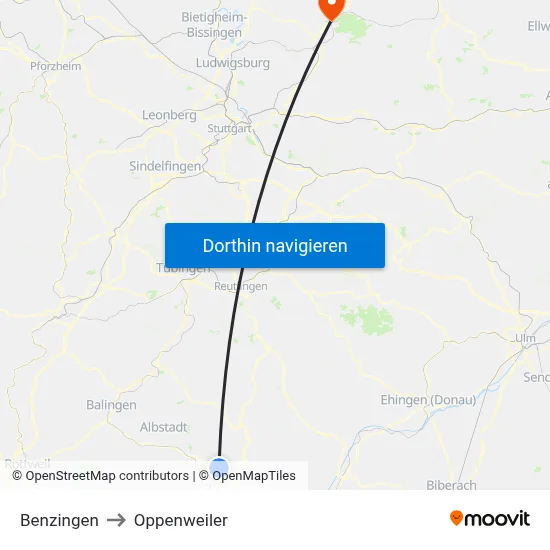 Benzingen to Oppenweiler map