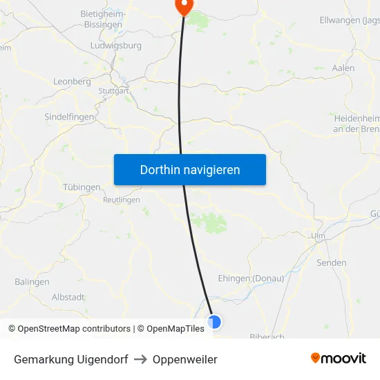 Gemarkung Uigendorf to Oppenweiler map