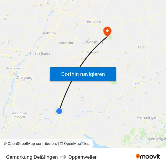 Gemarkung Deißlingen to Oppenweiler map
