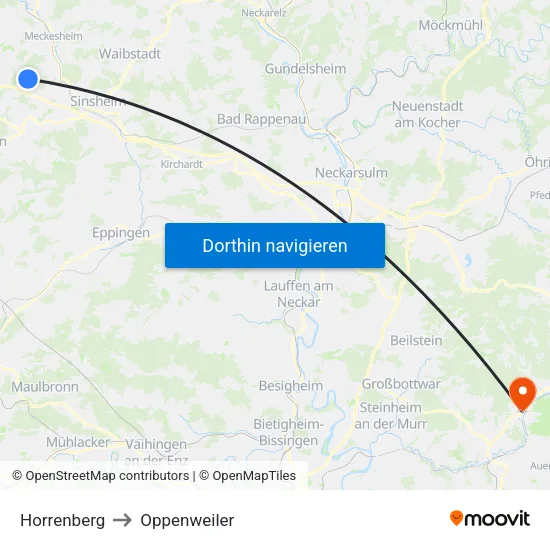 Horrenberg to Oppenweiler map