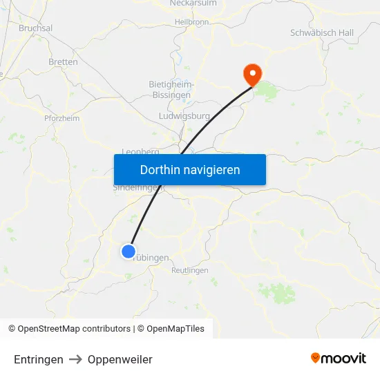Entringen to Oppenweiler map