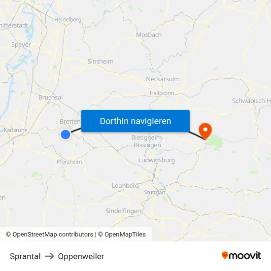 Sprantal to Oppenweiler map