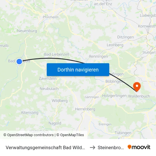 Verwaltungsgemeinschaft Bad Wildbad to Steinenbronn map