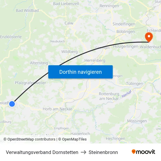 Verwaltungsverband Dornstetten to Steinenbronn map