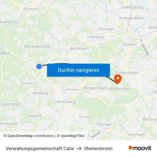Verwaltungsgemeinschaft Calw to Steinenbronn map