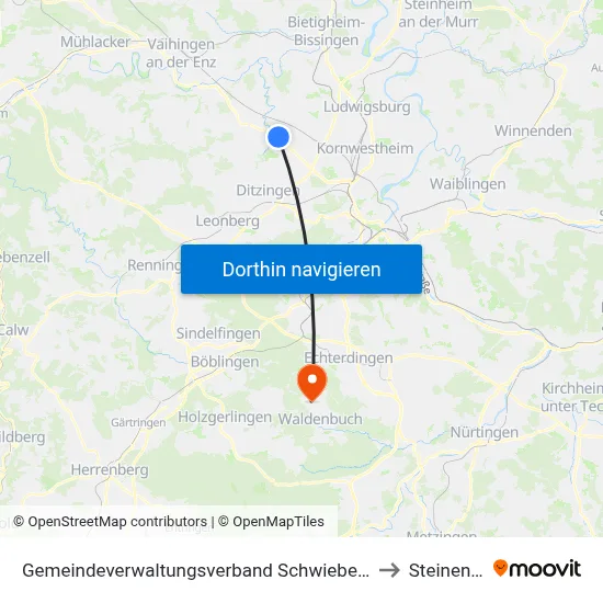 Gemeindeverwaltungsverband Schwieberdingen-Hemmingen to Steinenbronn map