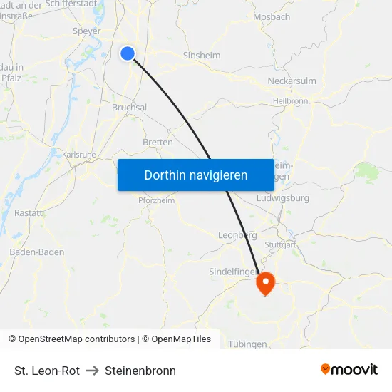St. Leon-Rot to Steinenbronn map