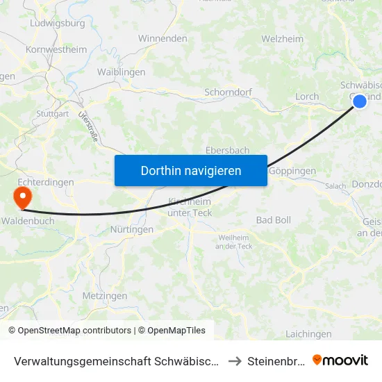 Verwaltungsgemeinschaft Schwäbisch Gmünd to Steinenbronn map