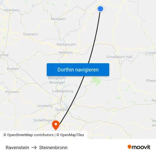 Ravenstein to Steinenbronn map