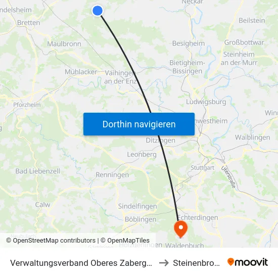 Verwaltungsverband Oberes Zabergäu to Steinenbronn map