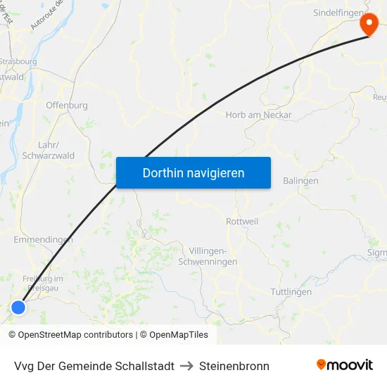 Vvg Der Gemeinde Schallstadt to Steinenbronn map