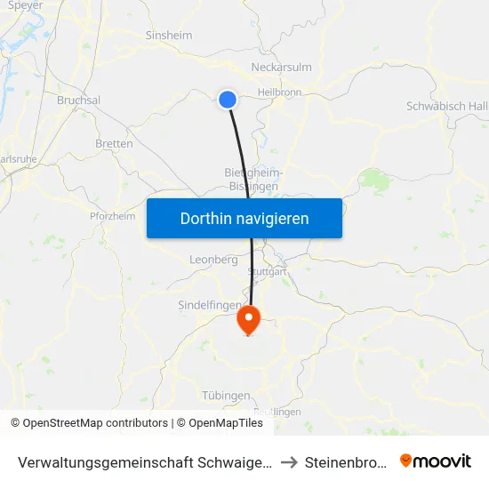 Verwaltungsgemeinschaft Schwaigern to Steinenbronn map
