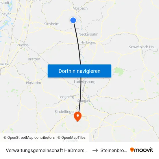 Verwaltungsgemeinschaft Haßmersheim to Steinenbronn map
