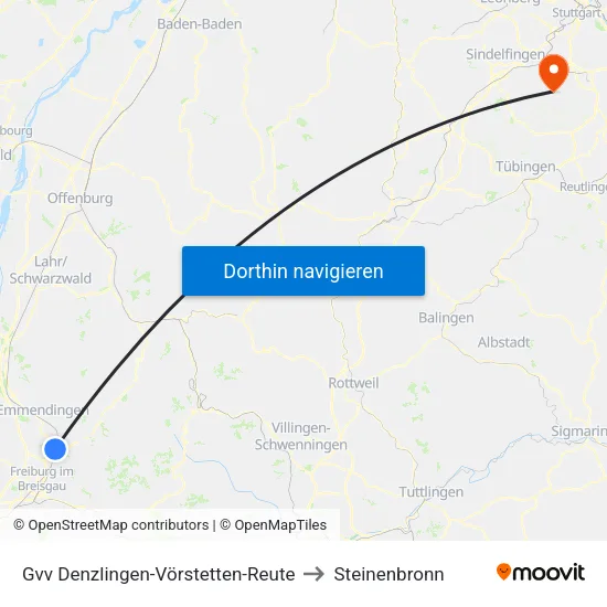 Gvv Denzlingen-Vörstetten-Reute to Steinenbronn map