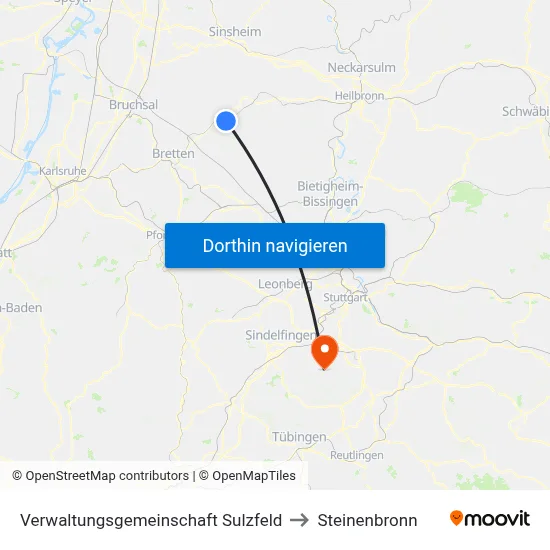 Verwaltungsgemeinschaft Sulzfeld to Steinenbronn map