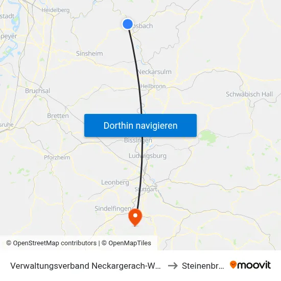 Verwaltungsverband Neckargerach-Waldbrunn to Steinenbronn map