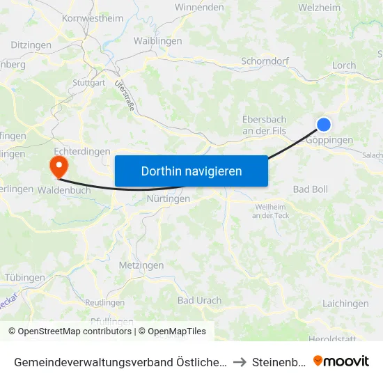 Gemeindeverwaltungsverband Östlicher Schurwald to Steinenbronn map