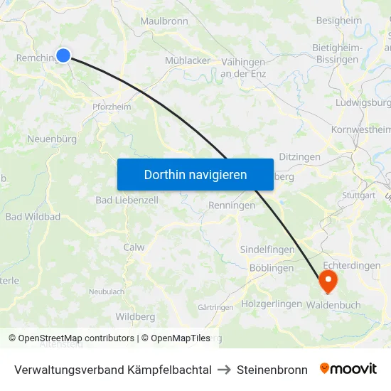 Verwaltungsverband Kämpfelbachtal to Steinenbronn map