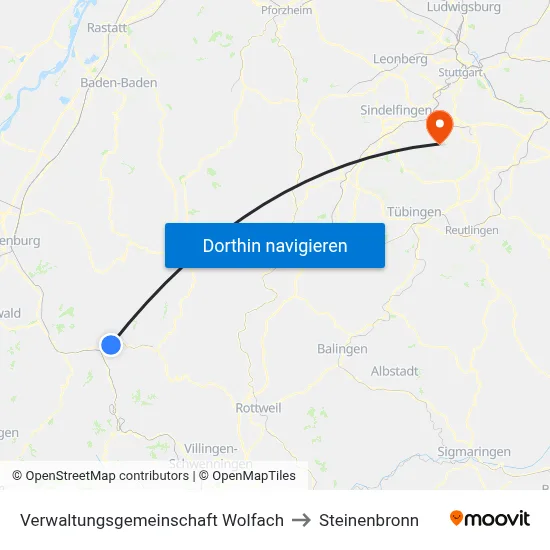 Verwaltungsgemeinschaft Wolfach to Steinenbronn map
