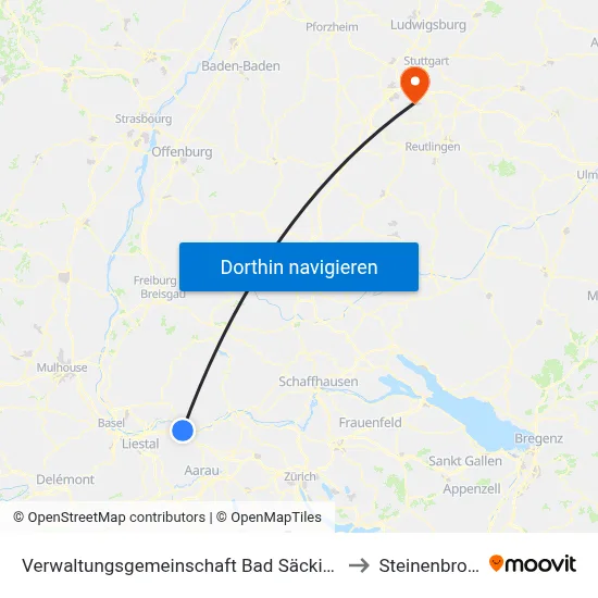Verwaltungsgemeinschaft Bad Säckingen to Steinenbronn map