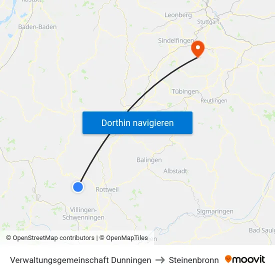 Verwaltungsgemeinschaft Dunningen to Steinenbronn map