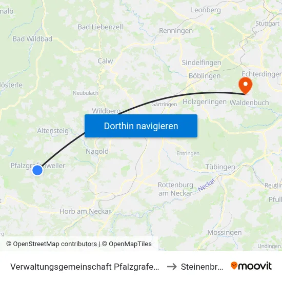 Verwaltungsgemeinschaft Pfalzgrafenweiler to Steinenbronn map
