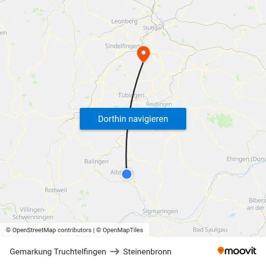 Gemarkung Truchtelfingen to Steinenbronn map