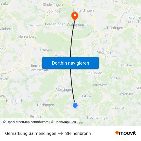 Gemarkung Salmendingen to Steinenbronn map