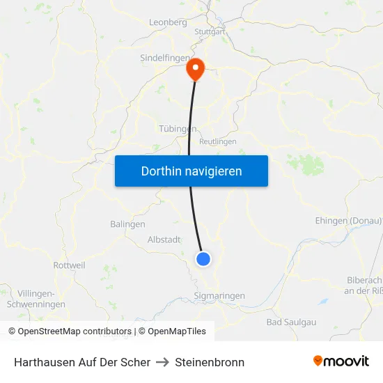 Harthausen Auf Der Scher to Steinenbronn map