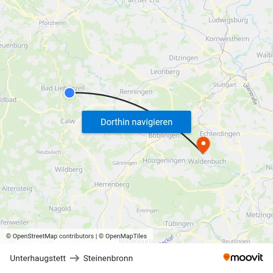 Unterhaugstett to Steinenbronn map