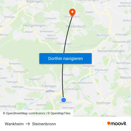 Wankheim to Steinenbronn map