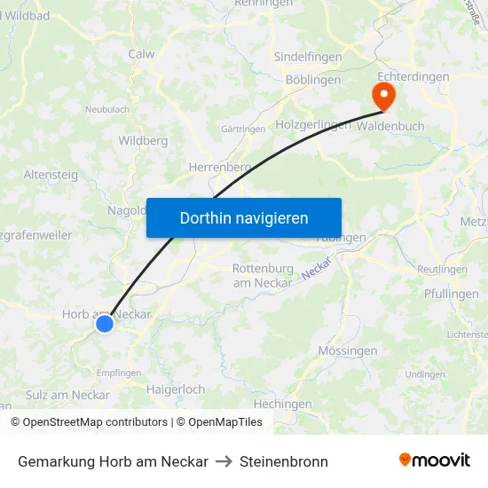 Gemarkung Horb am Neckar to Steinenbronn map