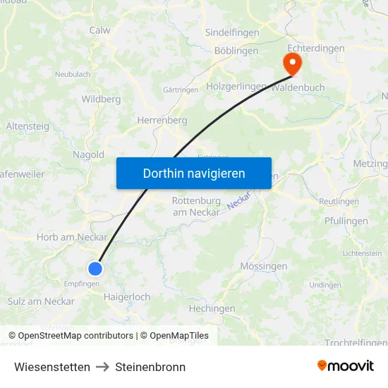 Wiesenstetten to Steinenbronn map
