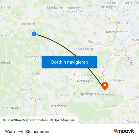 Würm to Steinenbronn map