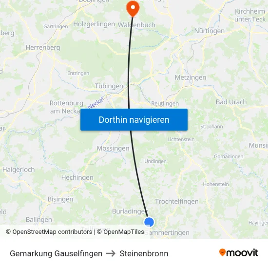 Gemarkung Gauselfingen to Steinenbronn map