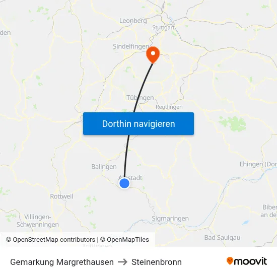 Gemarkung Margrethausen to Steinenbronn map