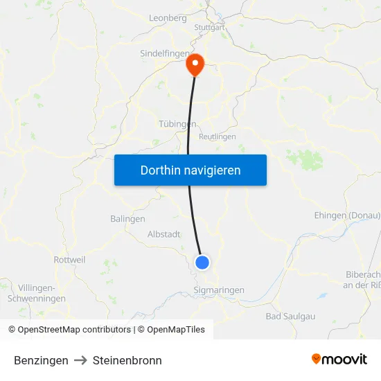 Benzingen to Steinenbronn map