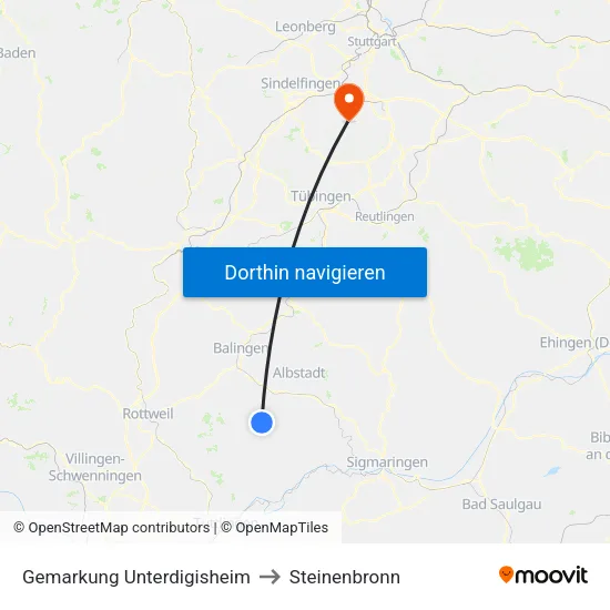 Gemarkung Unterdigisheim to Steinenbronn map